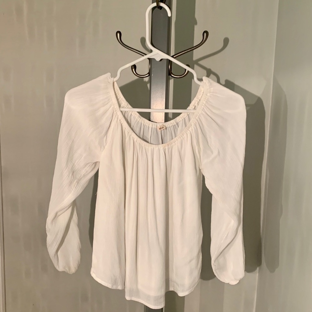 White off the shoulder long sleeve top